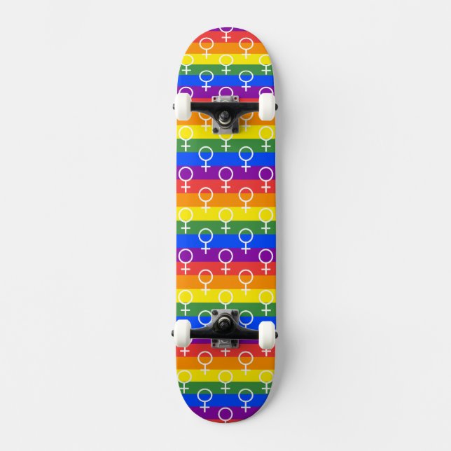 Skateboard Símbolo femenino patrón arcoiris (Anverso)