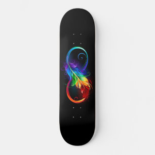 Skateboard Símbolo infinito con pluma arco iris