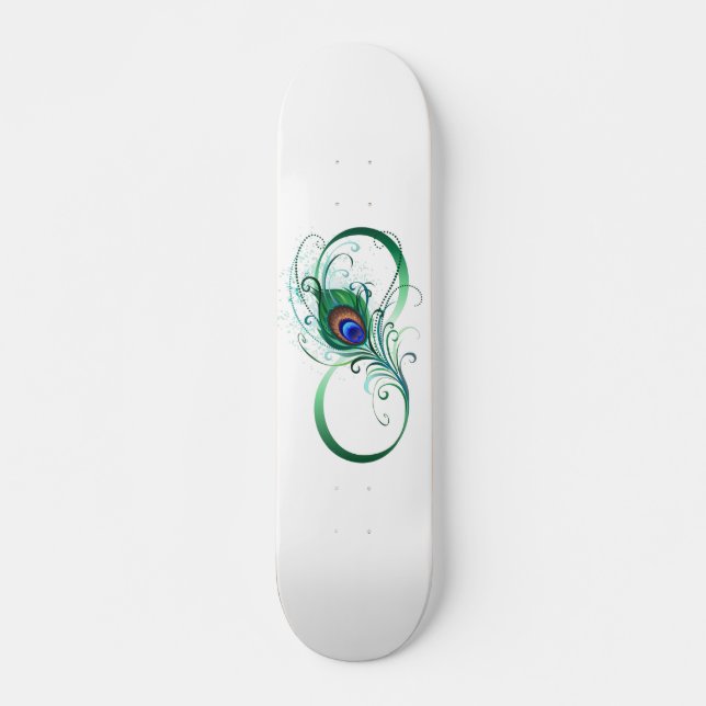 Skateboard Símbolo infinito con pluma de pavo real (Anverso )