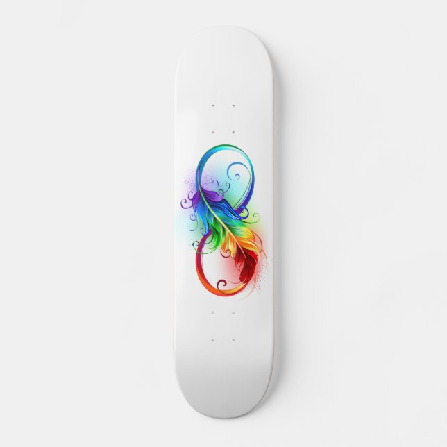 Skateboard Símbolo infinito con plumas arcoiris (Anverso)