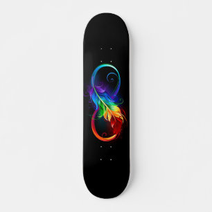 Skateboard Símbolo infinito con plumas arcoiris