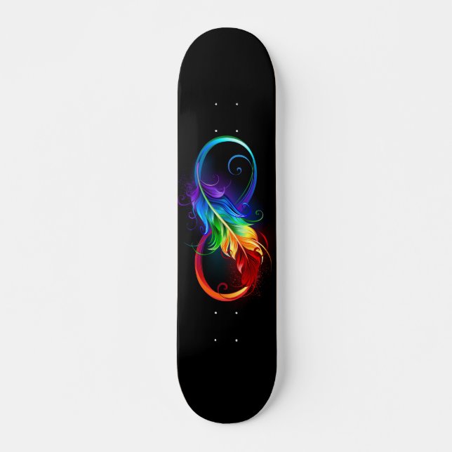 Skateboard Símbolo infinito con plumas arcoiris (Anverso )