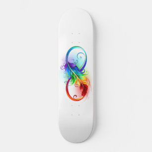 Skateboard Símbolo infinito con plumas arcoiris