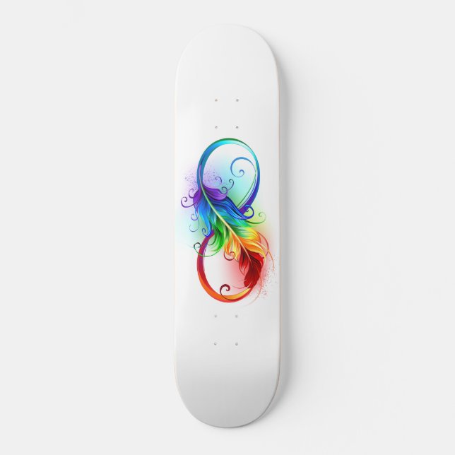 Skateboard Símbolo infinito con plumas arcoiris (Anverso)