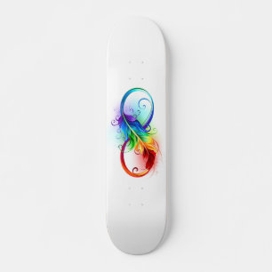 Skateboard Símbolo infinito con plumas arcoiris