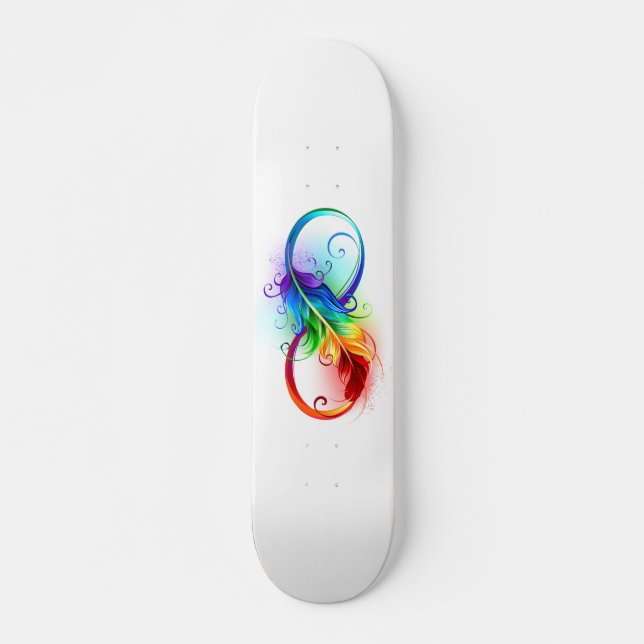 Skateboard Símbolo infinito con plumas arcoiris (Anverso )