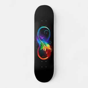 Skateboard Símbolo infinito con plumas arcoiris