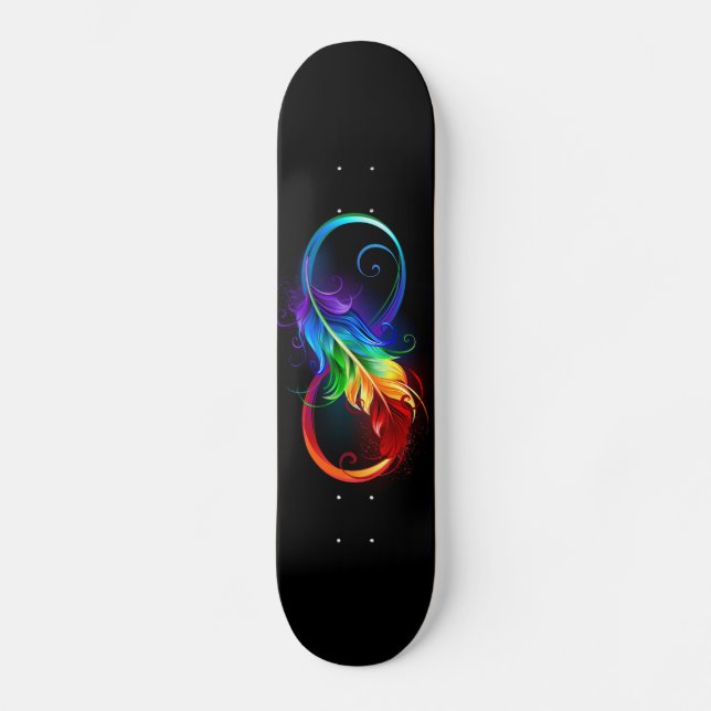 Skateboard Símbolo infinito con plumas arcoiris (Anverso)