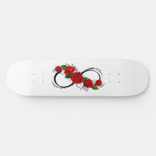 Skateboard Símbolo infinito con rosas rojas