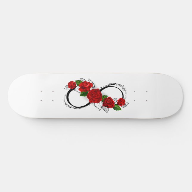 Skateboard Símbolo infinito con rosas rojas (Horz)
