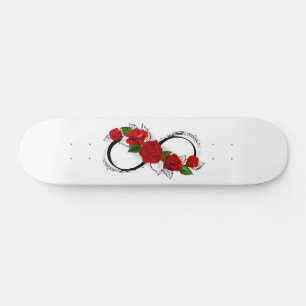 Skateboard Símbolo infinito con rosas rojas