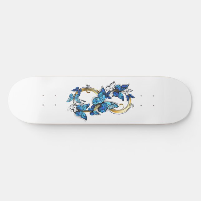 Skateboard Símbolo infinito de mariposas Morpho azules (Horz)