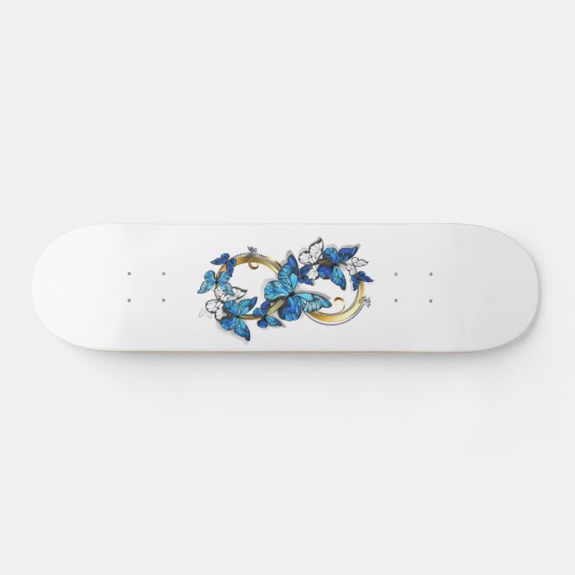 Skateboard Símbolo infinito de mariposas Morpho azules (Horz)