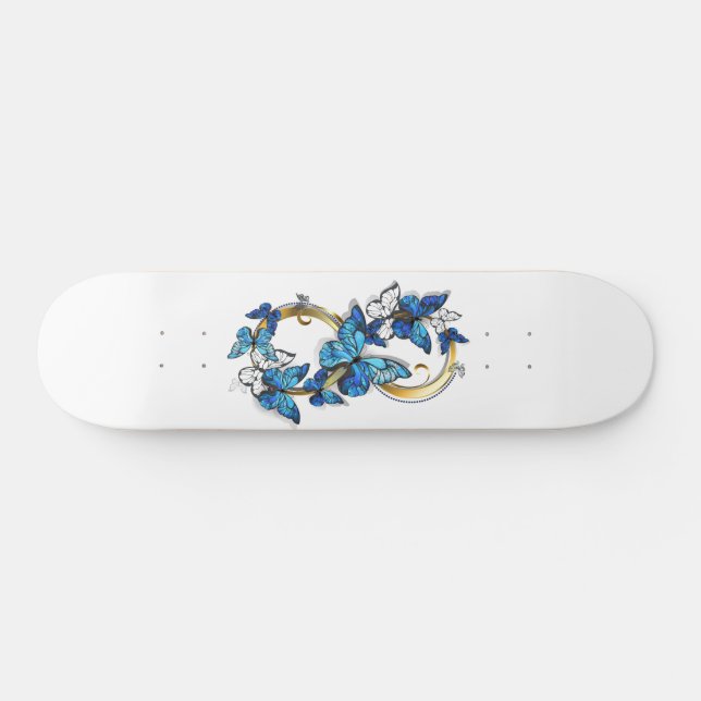 Skateboard Símbolo infinito de mariposas Morpho azules (Horz)