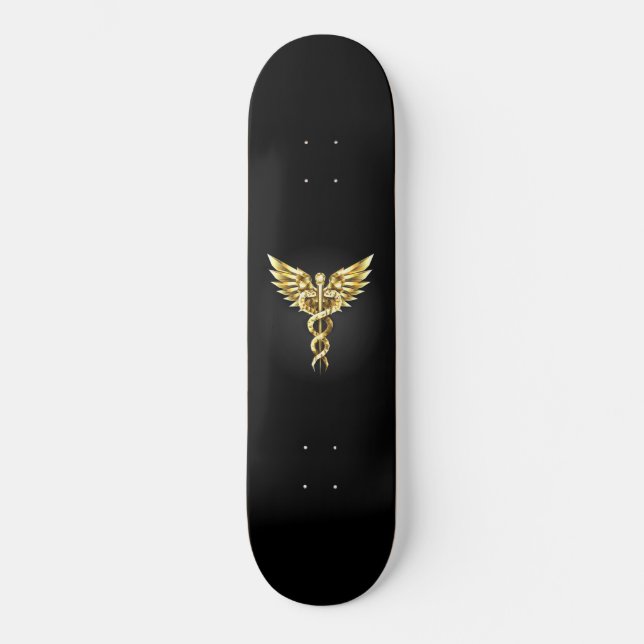 Skateboard Símbolo poligonal de oro Caduceus (Anverso)