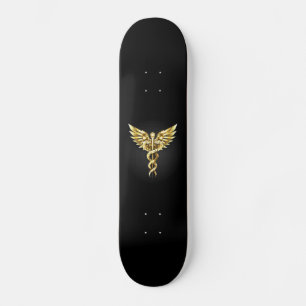 Skateboard Símbolo poligonal de oro Caduceus