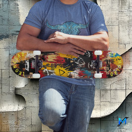Skateboard Símbolo y cráneo abstracto de graffiti y negrita