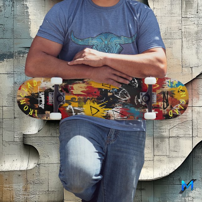 Skateboard Símbolo y cráneo abstracto de graffiti y negrita (Subido por el creador)