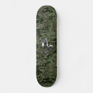 Skateboard Símbolo Zodiaco Capricornio Camuflaje Bosque