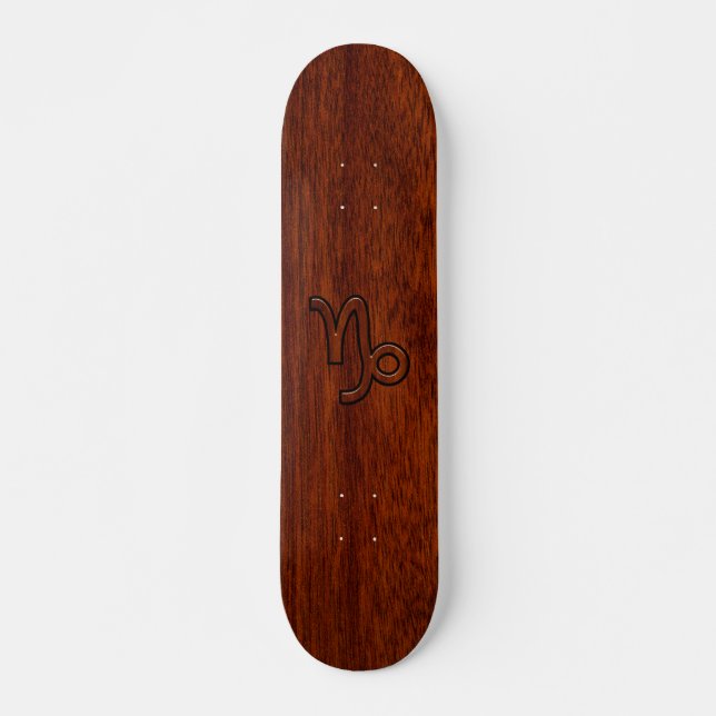 Skateboard Símbolo zodiaco de Capricornio en marrón caoba (Anverso )