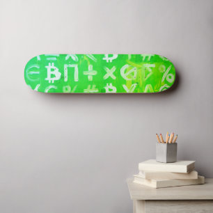 Skateboard Símbolos de Bitcoin (Beneficio Brillante Verde - 2
