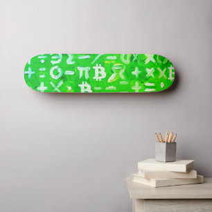 Skateboard Símbolos de Bitcoin (Beneficio Brillante Verde - 3