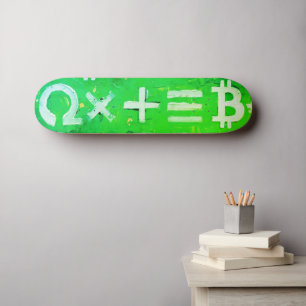 Skateboard Símbolos de Bitcoin (Beneficio Brillante Verde - 5