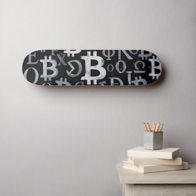 Skateboard Símbolos de Bitcoin (Estilo: 1) (Arte de pared (horz))