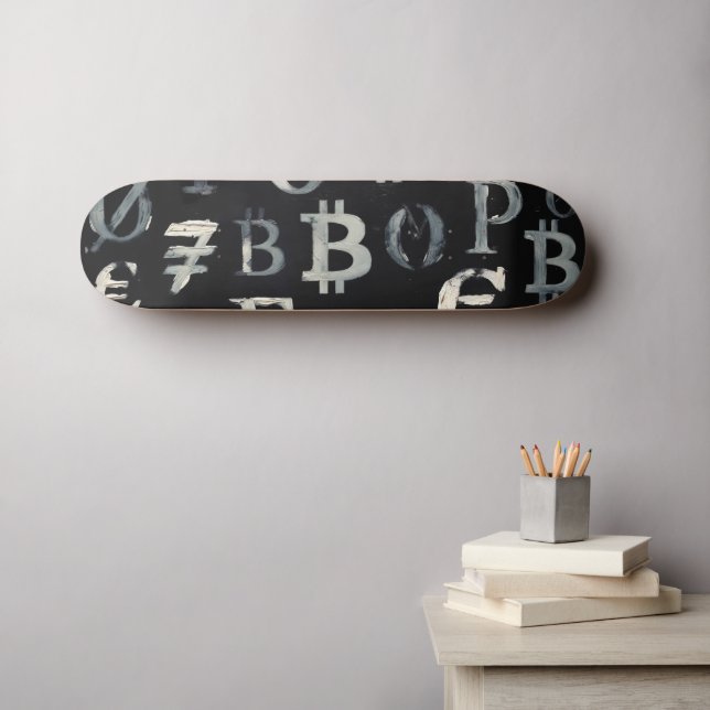 Skateboard Símbolos de Bitcoin (Estilo: 8) (Arte de pared (horz))