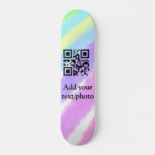 Skateboard Simple azul rosa acuarela agregue su texto nombre