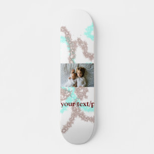 Skateboard simple minimal AGREGA TU FOTO TEXTO azul brillo Th