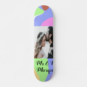 Skateboard simple minimal añade tu nombre foto rosa azul verd