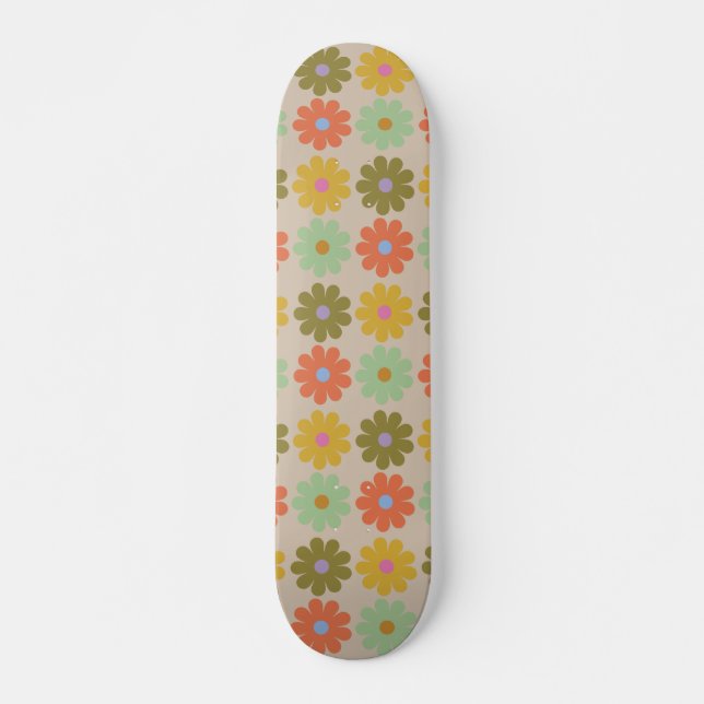Skateboard Simple Pastel Vintage Flower Pattern (Anverso )