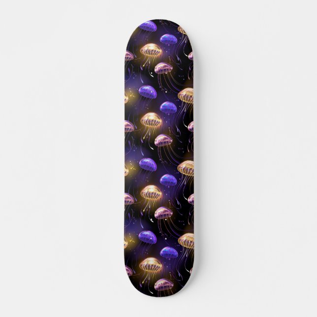 Skateboard Sin soldadura con medusas brillantes (Anverso )