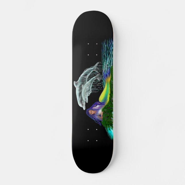 Skateboard Sirena con delfines (Anverso)