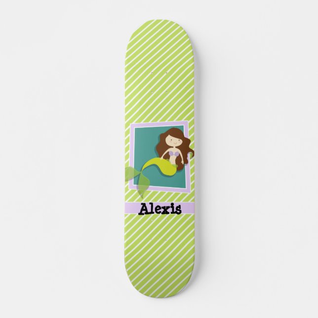 Skateboard Sirena; tiras de luz verde y blanca (Anverso )