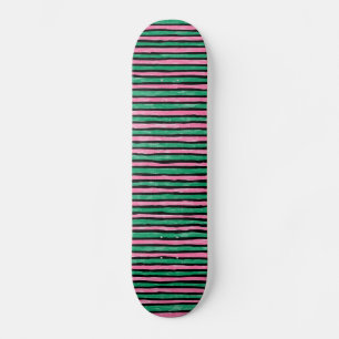 Skateboard Skateboard, franjas pintadas, verde y rosa
