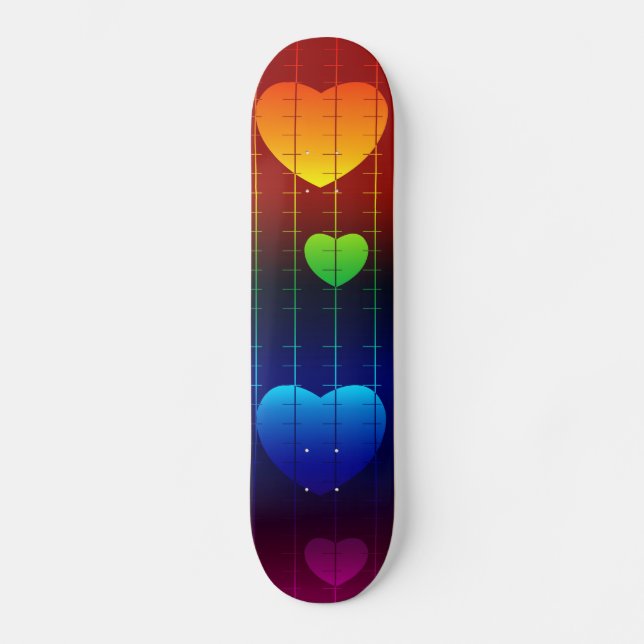 Skateboard Skateboard, Rainbow Heart Pattern (Anverso)