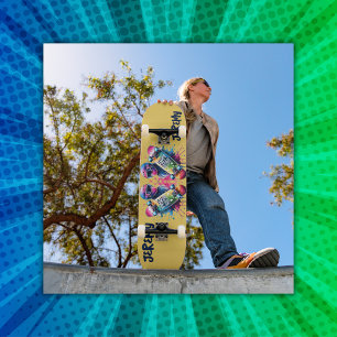 Skateboard Skateboarding Skater Feliz Cumpleaños Monograma Mu