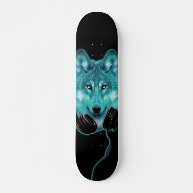 Skateboard Skateboards+Wolf+Animal+Acuarela+verde+azul+modo (Anverso )