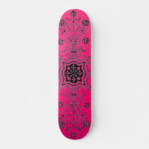 Skateboard Skateboe de diseño foral rosa