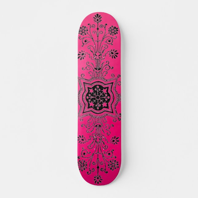 Skateboard Skateboe de diseño foral rosa (Anverso )
