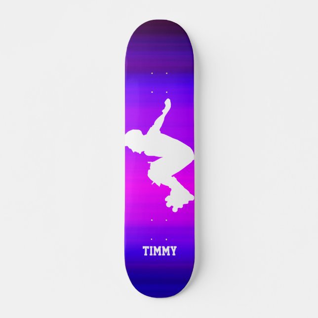 Skateboard Skater en línea; azul violeta vibrante y magenta (Anverso )