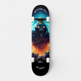 Skateboard Skating out of Hell - Skull