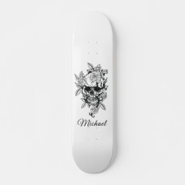 Skateboard Skeleton floral Skeleton Gótico Elegante y nombre
