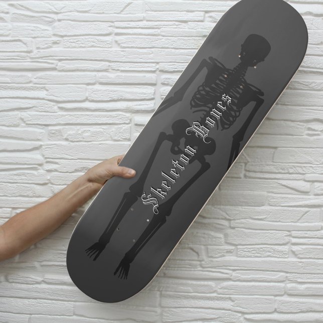Skateboard Skeleton personalizado Gothic (Spooky Skeleton Skateboard with space for your name)