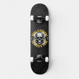Skateboard Skull and Flowers