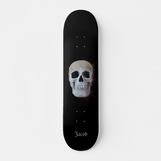 Skateboard Skull Black And White Gothendy Art Design (Anverso )