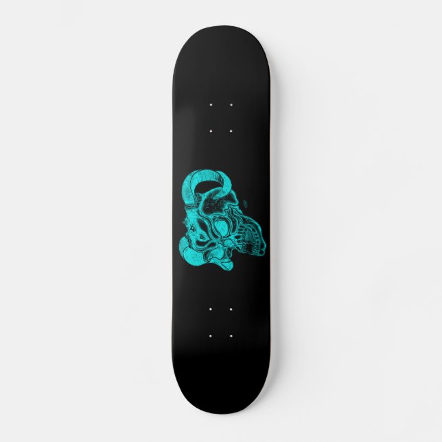Skateboard Skull Devil Head Black and Green Design (Anverso)