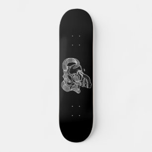 Skateboard Skull Devil Head Black and White Design